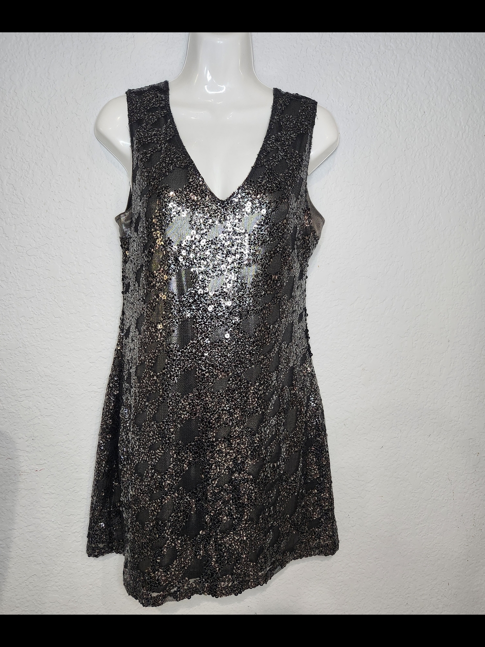 Express Black and Silver Sequin Mini Dress